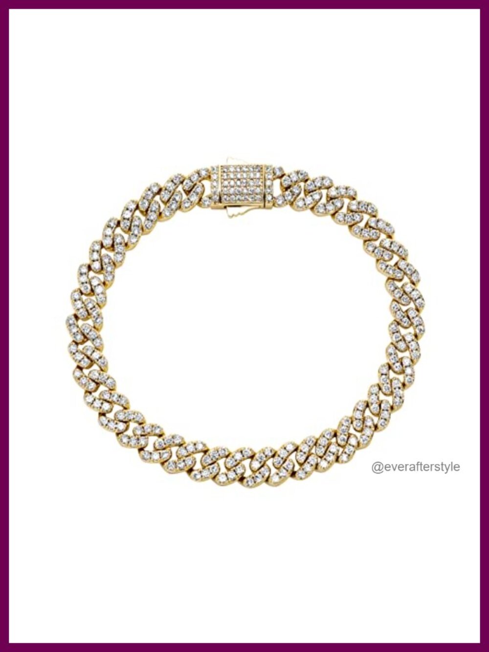 Cuban Link Anklet 14K Gold Plated Cubic Zirconia Faux Diamond Ankle Bracelet
